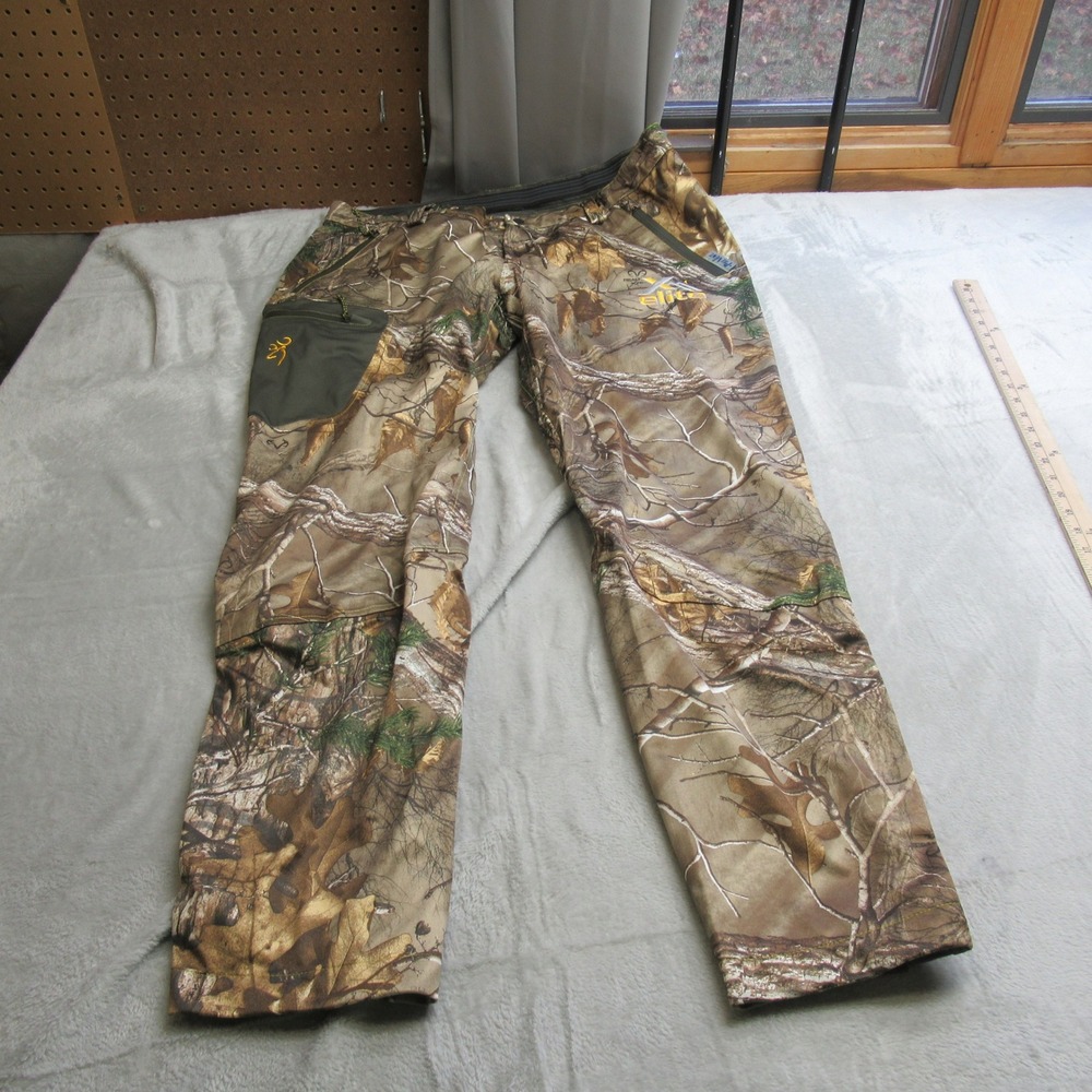 Browning Camo Pants Mens XXL Lined Elite Cargo Rain Wind Hunting Pockets‎ 38x32